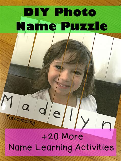 DIY Photo Name Puzzle | Totschooling - Toddler, Preschool, Kindergarten Educational Printables