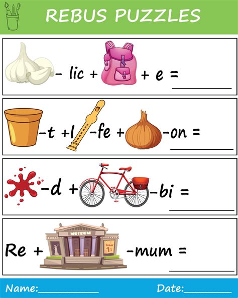 Rebus puzzles for kids, creative brain teasers, and picture puzzles to ...