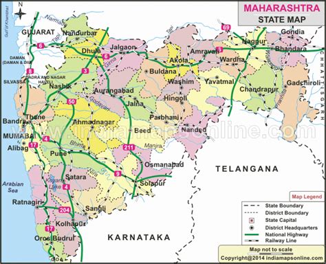 Physical Map Of Maharashtra State - Printable Map