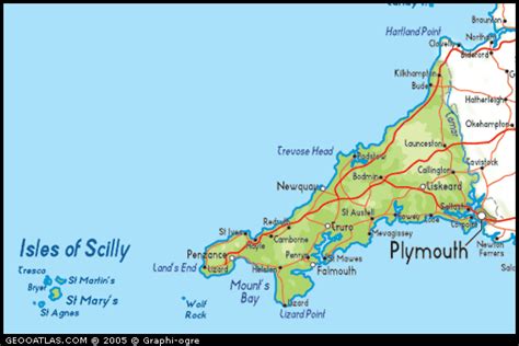 Cornwall and Isles of Scilly Political Regional Map | United Kingdom Map Regional City Province