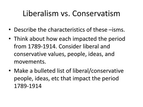 PPT - Liberalism vs. Conservatism 19 th Century PowerPoint Presentation ...