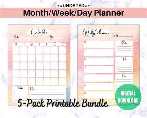 Day Planner Week Planner Month Planner Year Planner - Etsy