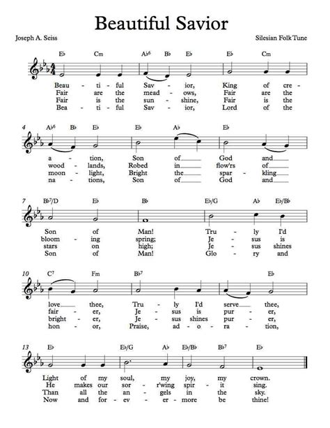 Free Lead Sheet – Beautiful Savior | Hymn sheet music, Hymn music ...