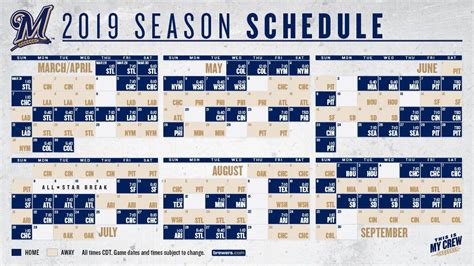 Brewers release 2019 schedule - Brew Crew Ball