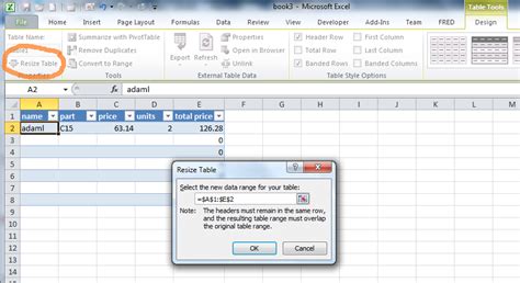 Updating a table in Excel when a new line is added - Super User