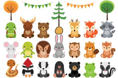 Woodland Baby Animals Clipart | Forest Animal Clipart (382402 ...