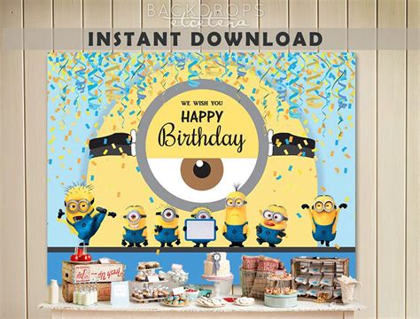 Minions Instant Download Backdrop -- YOU PRINT | Minion birthday party ...