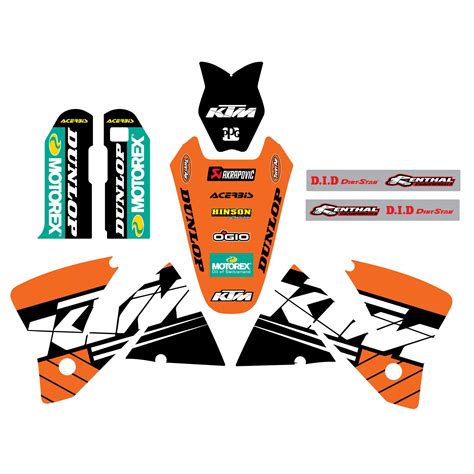 KTM Orange Factory Graphics Decals Kit for EXC 250 300 350 400 520 2001 ...