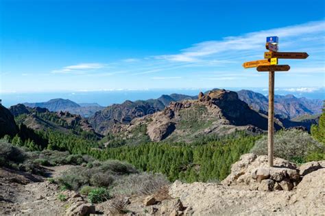 Hiking Trails with Signpost, Walking Routes in Mountains on Gran Canaria Island, Canary, Spain ...