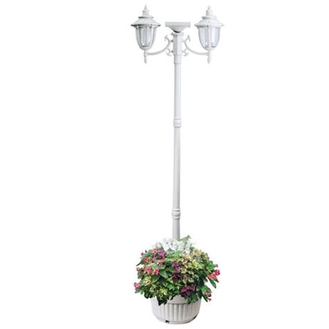 Sun-Ray Crestmont Solar Lamp Post and Planter, with Hanger, Black, Single Head | The Home Depot ...