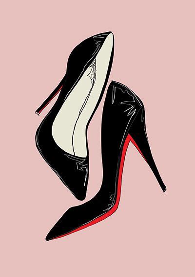 louboutins, black shoes, fashion illustration, louboutin shoes, pop art ...