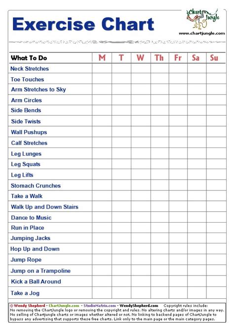 Printable Exercise Schedule