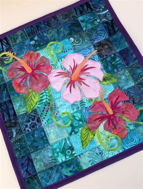 Batik Hibiscus Quilted Wall Hanging / Art Quilt, Pattern or Kit, by ...