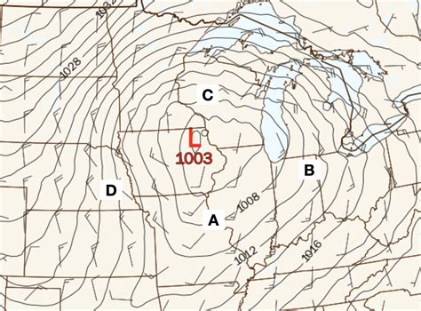 Solved The map below shows a low pressure system centered | Chegg.com