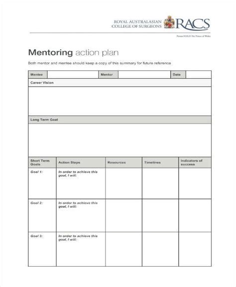 Mentoring Goals Template | TUTORE.ORG - Master of Documents