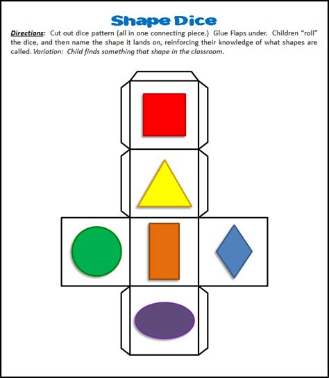 Shape Dice Pattern. Children “roll” the dice, and then name the shape ...