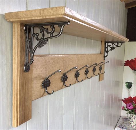 Solid Wood Oak Coat Rack with Shelf – Country Home- GNER | Coat rack shelf, Diy coat rack, Wood ...