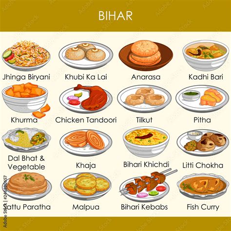 illustration of delicious traditional food of Bihar India Stock Vector | Adobe Stock