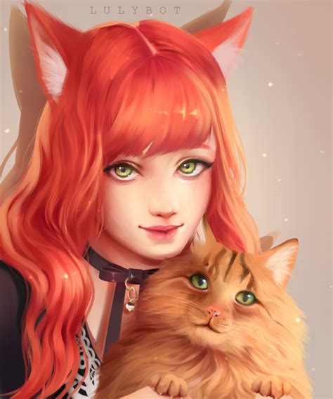 Commission Neko by Lulybot on @DeviantArt Elf Drawings, Cute Animal Drawings, Fox Girl, Neko ...