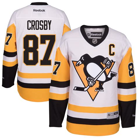 Reebok Sidney Crosby Pittsburgh Penguins White Away Premier Player Jersey