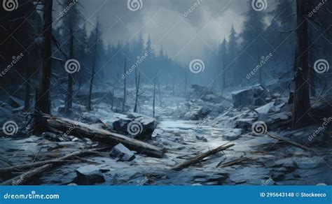 Abandoned Winter Forest: Chaotic Realism in 2d Game Art Stock ...