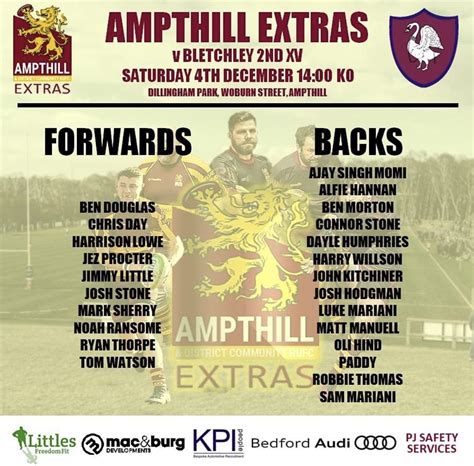 Ampthill Fixtures - Sat 4th Dec - Ampthill Rugby