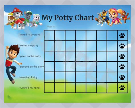 Paw Patrol Potty Training Chart Printable - Printable Word Searches