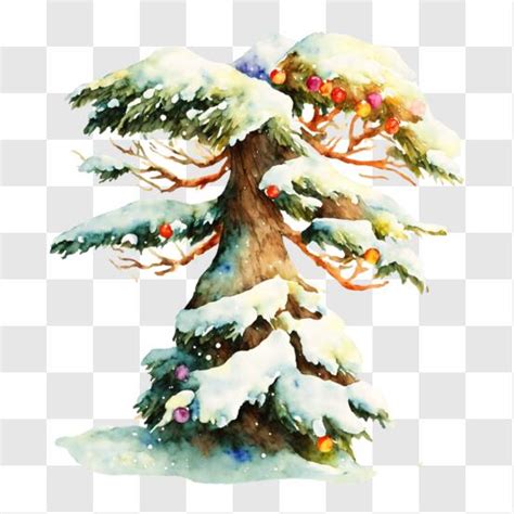 Download Idyllic Winter Scene Watercolor Painting with Snow-Covered ...