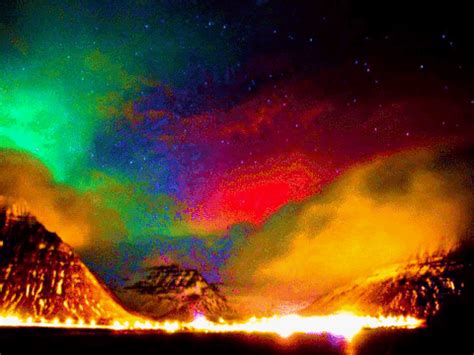 the aurora bore is glowing brightly in the night sky