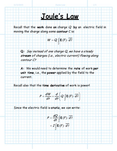 Electric field, Physics, Joules