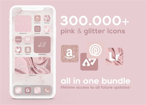 App Icons Pink & Glitter Cute Aesthetic Pink Pastel Widgets - Etsy