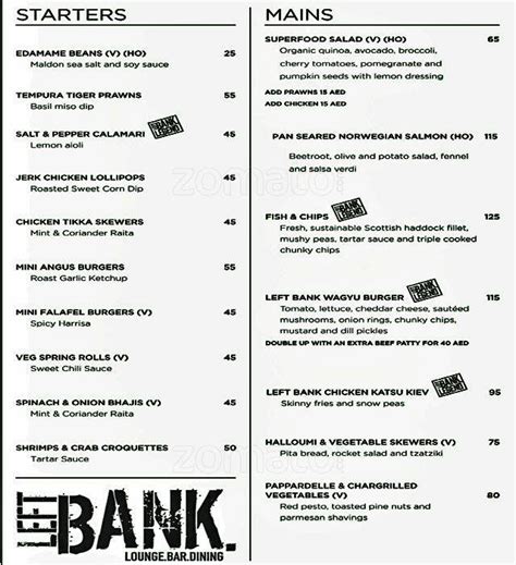 Left Bank Menu, Menu for Left Bank, Downtown Dubai, Dubai - Zomato