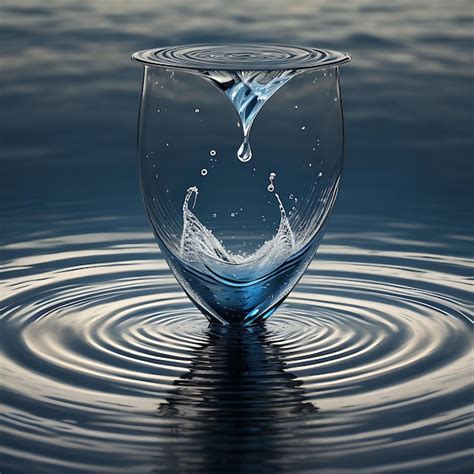 Premium AI Image | a droplet falls reflecting wave patterns on water