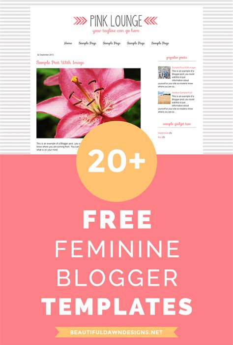 20+ Free Feminine Blogger Templates - Beautiful Dawn Designs | Blogger ...