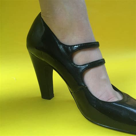 Vintage Black Patent Leather Mary Jane Heels, Women's Size 8.5, Vintage Mary Janes, Vintage ...