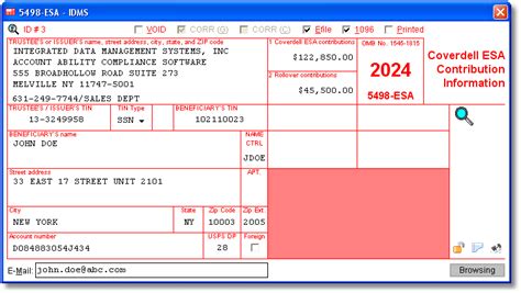 5498-ESA Software to Create, Print & E-File IRS Form 5498-ESA