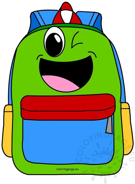 Cartoon backpack vector image – Coloring Page