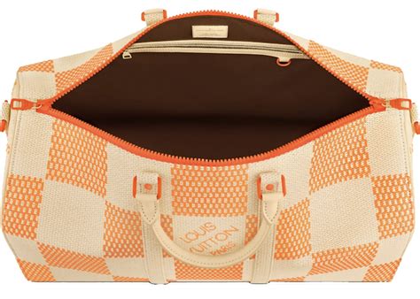 Louis Vuitton Keepall Bandouliere 50 Orange in Woven Raffia with Orange ...