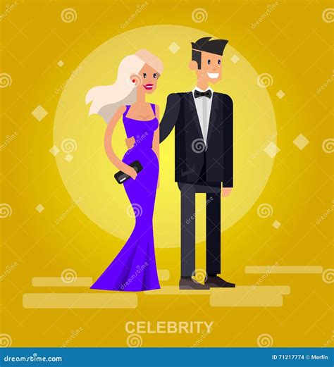 Two Rich Celebrities Walking On A Red Carpet Vector Illustration | CartoonDealer.com #82307194