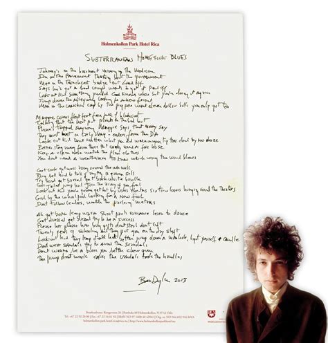 Sold at Auction: Bob Dylan Handwritten Signed Lyrics to Counterculture ...