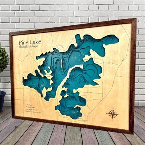 South Lake Lida, Custom Wood Map, Lake House Decor, Lake Map, Wood Lake ...