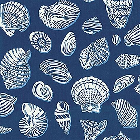 Waverly Fabric SEA SHELL Ocean Blue Waters Edge SeaShell Nautical ...