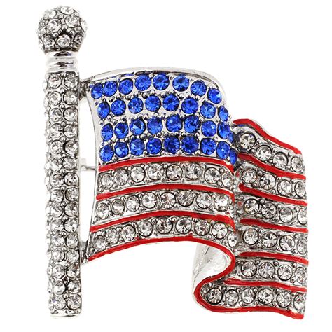 Classic Patriotic American Flag Crystal Pin Brooch - Walmart.com