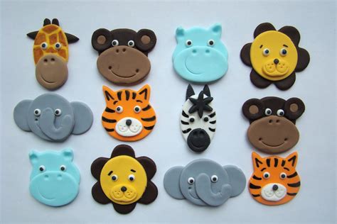 Jungle Cupcake Toppers. 24Pcs Realistic Safari Animal Cupcake Toppers, Wild Animal Cake Toppers ...