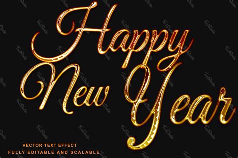 Happy New Year Golden 3D Font Style Effect | PREMIUM Vector File