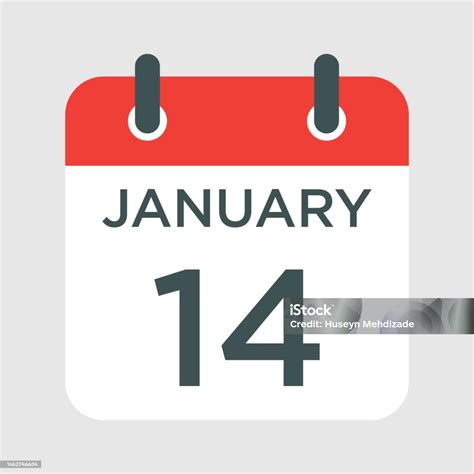 Calendar January 14 Icon Illustration Isolated Vector Sign Symbol Stock ...