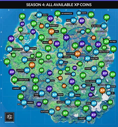 Fortnite Season 4 XP Coins Locations - Maps for All Weeks! - Pro Game Guides