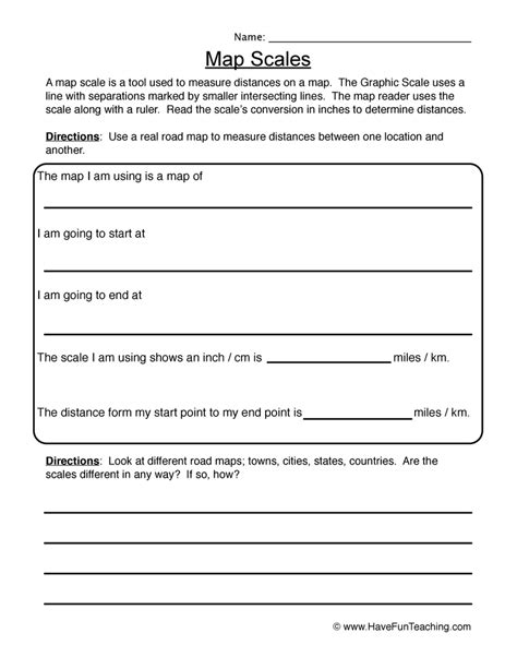 Map Scales Worksheet by Teach Simple