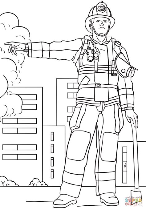 Firefighter coloring page | Free Printable Coloring Pages