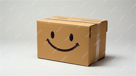 Premium AI Image | blank 3D plain cardboard box with simple smiley face ...